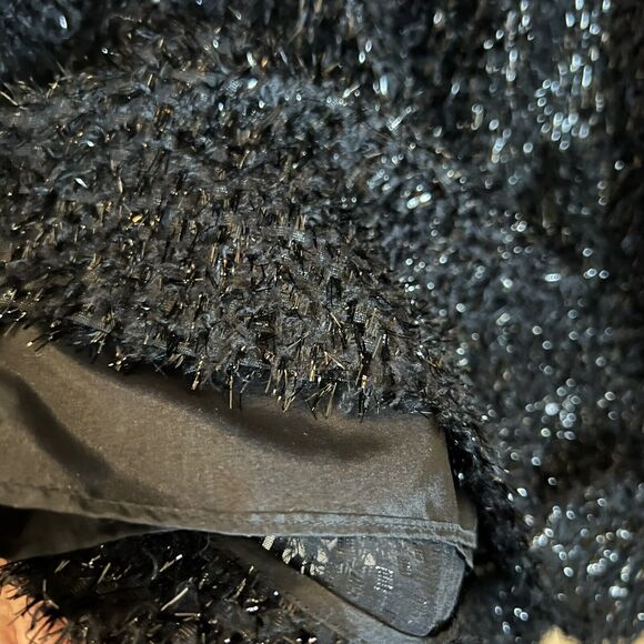 Max Studio Leon Max Limited Ed Mini Dress Faux Fur Silk Nylon Black Sz XS Sheath - Picture 7 of 7